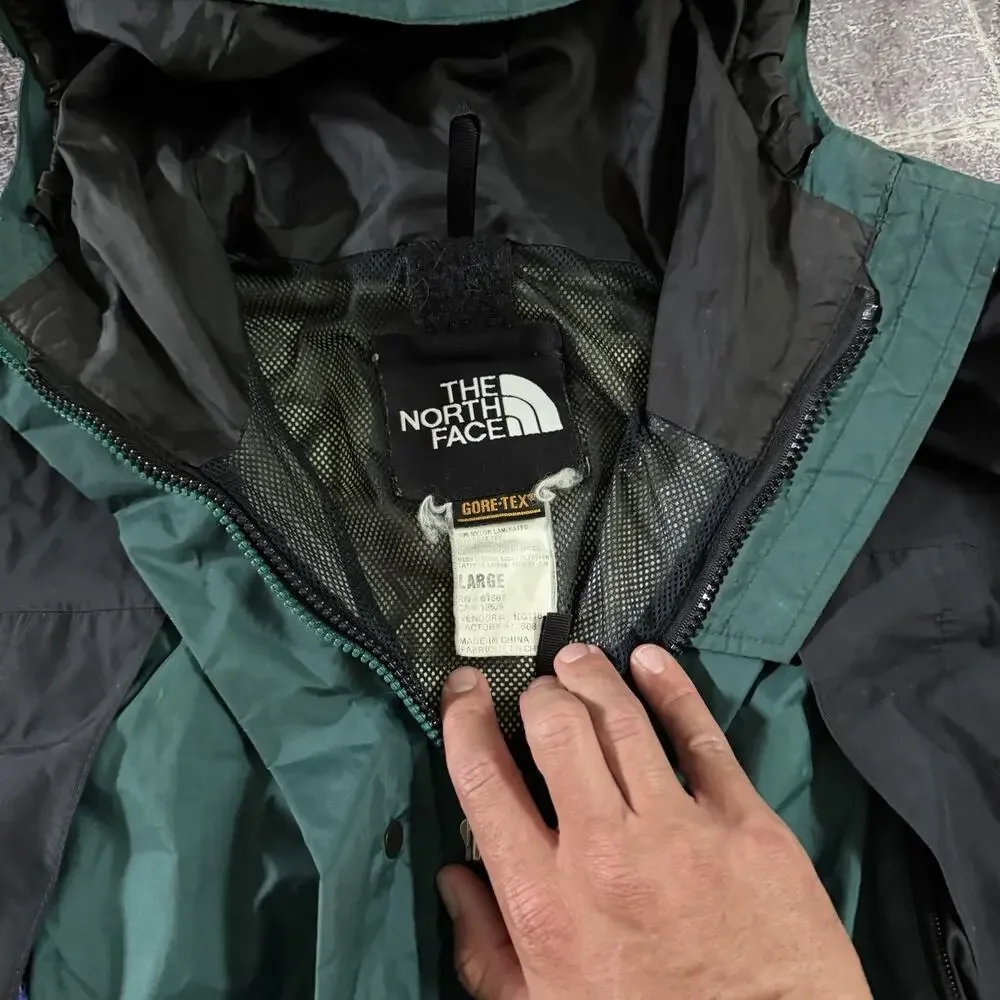 Mens Vintage 90s The North Face Forest Green Gore Tex Mountain Light Jacket Sz L